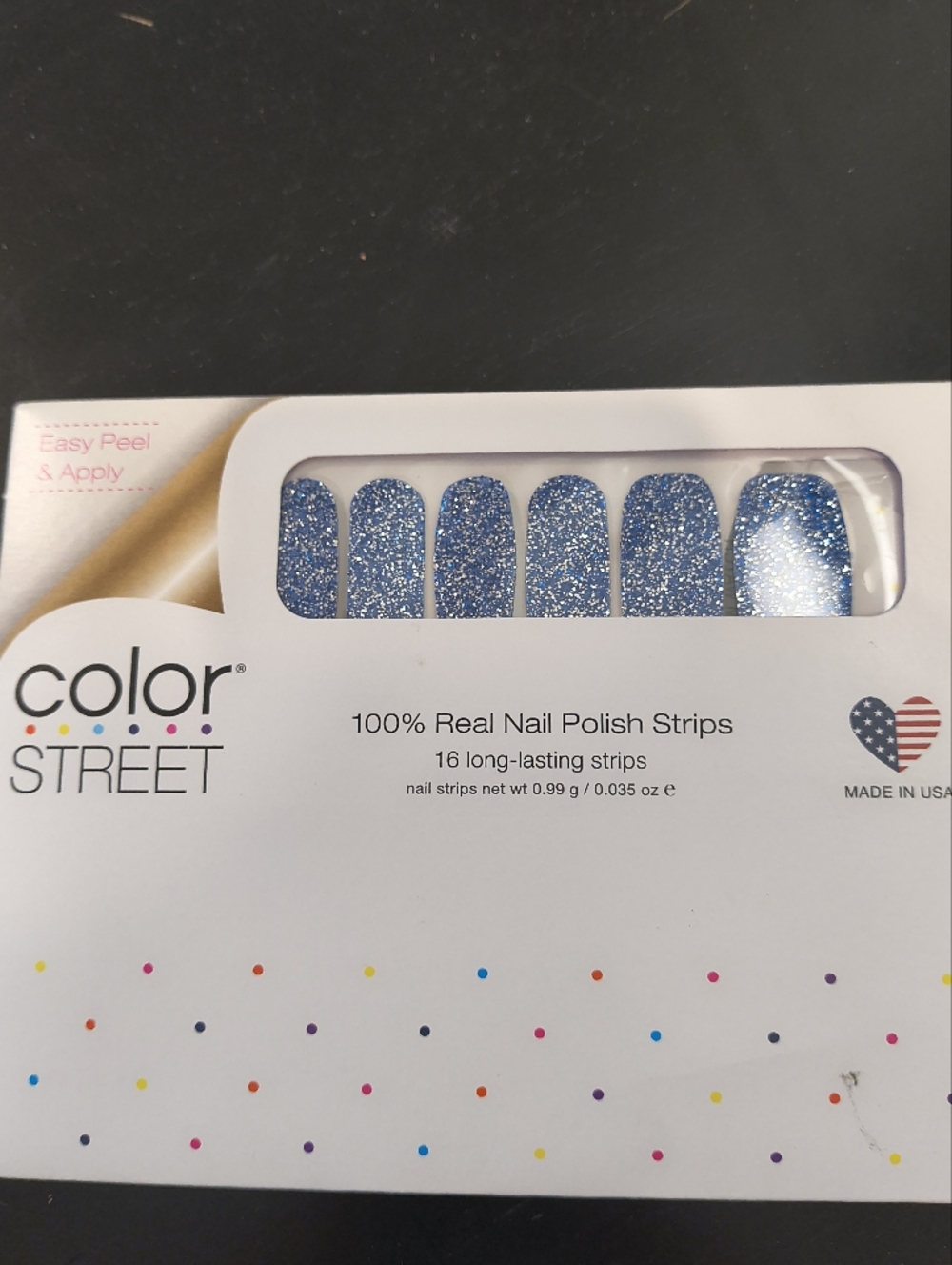 Color Street STORM WATCH Retired 100% Real Nail Polish Strips Blue Glitter